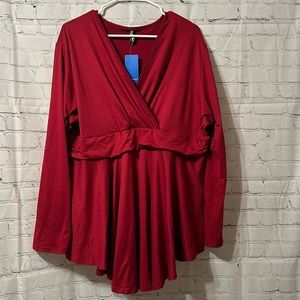 NWT! Allgrace Longsleeve Red Blouse size 3x
